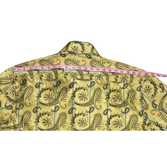 Manzini Mens Size X-Large Gold Paisley Button Down Dress Shirt Long Sleeve - Picture 7 of 9